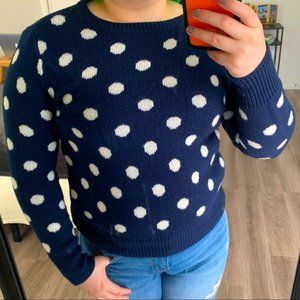 Polka Dot Blue White Sweater Size Small